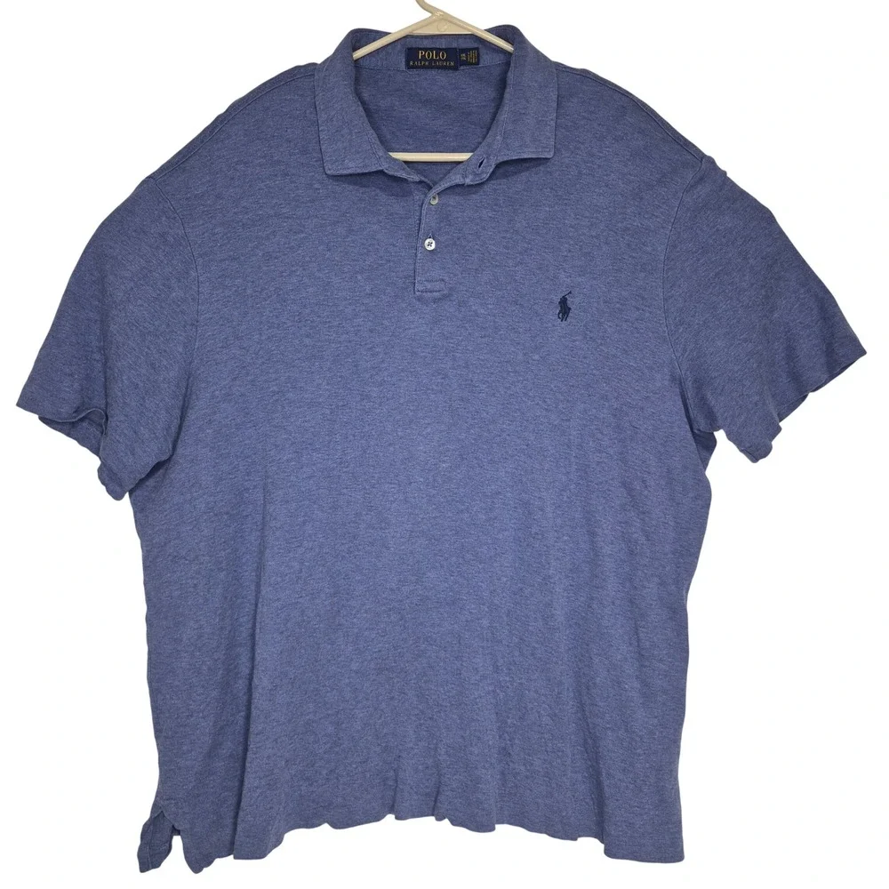 Polo Ralph Lauren Polo Shirt Mens XXL Blue Heathered Short Sleeve‎ Pony
